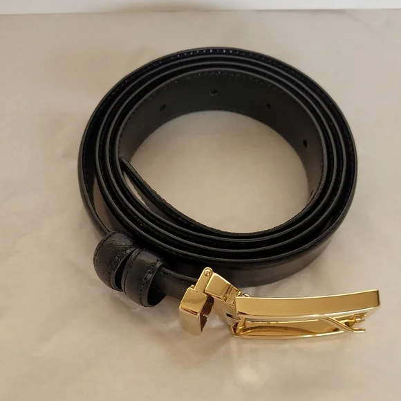 GIVENCHY Black Leather Belt - Gold Buckle - Made in Italy - Picture 3 of 6